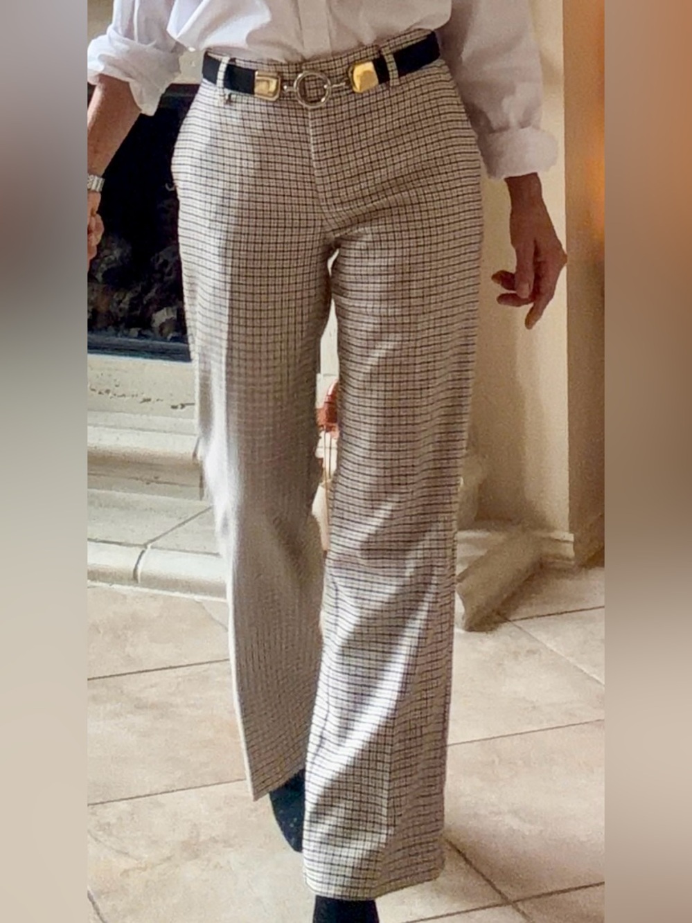 Ann Taylor The Jayne Trouser Pants Houndstooth Plaid Flare size 2P